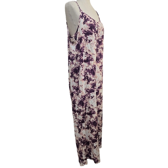 Tacera Purple Tie Dye Wide Leg Jumpsuit Sleeveless Boho Summer Palazzo Medium - Picture 13 of 14